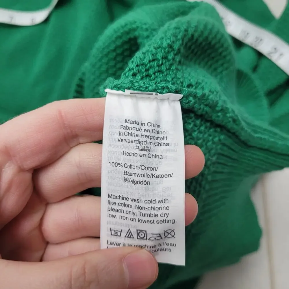 J. Crew 100% cotton green crew neck moss stitch pullover sweater XL